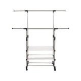 Heavy Duty Commercial Garment Rack Double Bar Rolling Collapsible Clothing Shelf