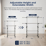 Heavy Duty Commercial Garment Rack Double Bar Rolling Collapsible Clothing Shelf - Rear View