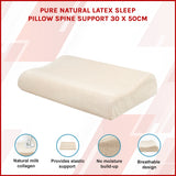 Pure Natural Latex Sleep Pillow Spine Support 30 x 50cm - Front View