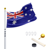 9.1m Flag Pole Kit Telescopic Heavy Duty 16 Gauge Aluminium with Flag - 45-Degree Angle