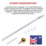 9.1m Flag Pole Kit Telescopic Heavy Duty 16 Gauge Aluminium with Flag - Close-Up Angle