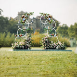 2pcs Round Wedding Arch Backdrop Rings Loops Flower Balloon Lawn Row Stand