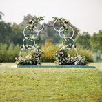 2pcs Round Wedding Arch Backdrop Rings Loops Flower Balloon Lawn Row Stand