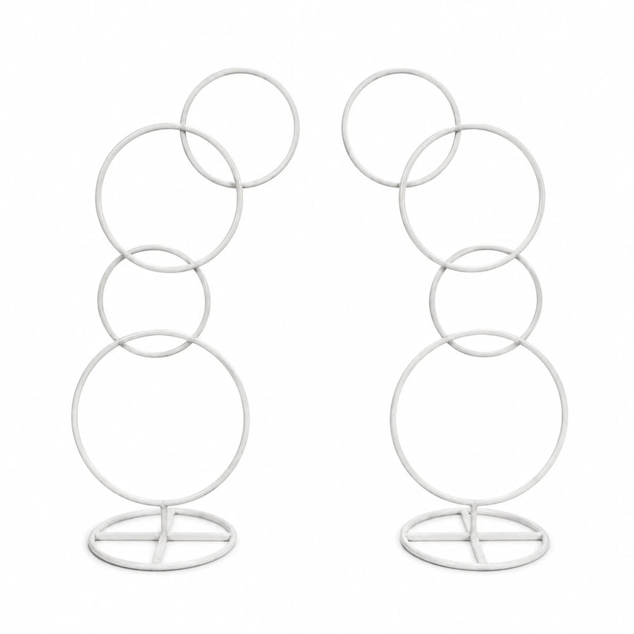 2pcs Round Wedding Arch Backdrop Rings Loops Flower Balloon Lawn Row Stand