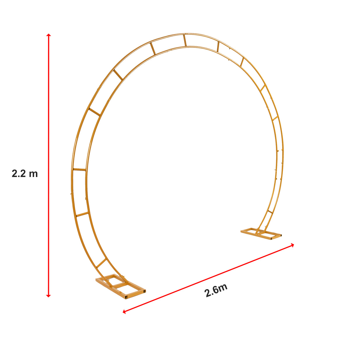 260cm Gold Metal Wedding Arch Round Balloon Birthday Party