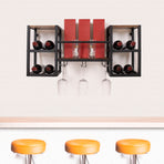 Wall Mounted Wine Rack 3 Stem Glass Holder Storage Organiser