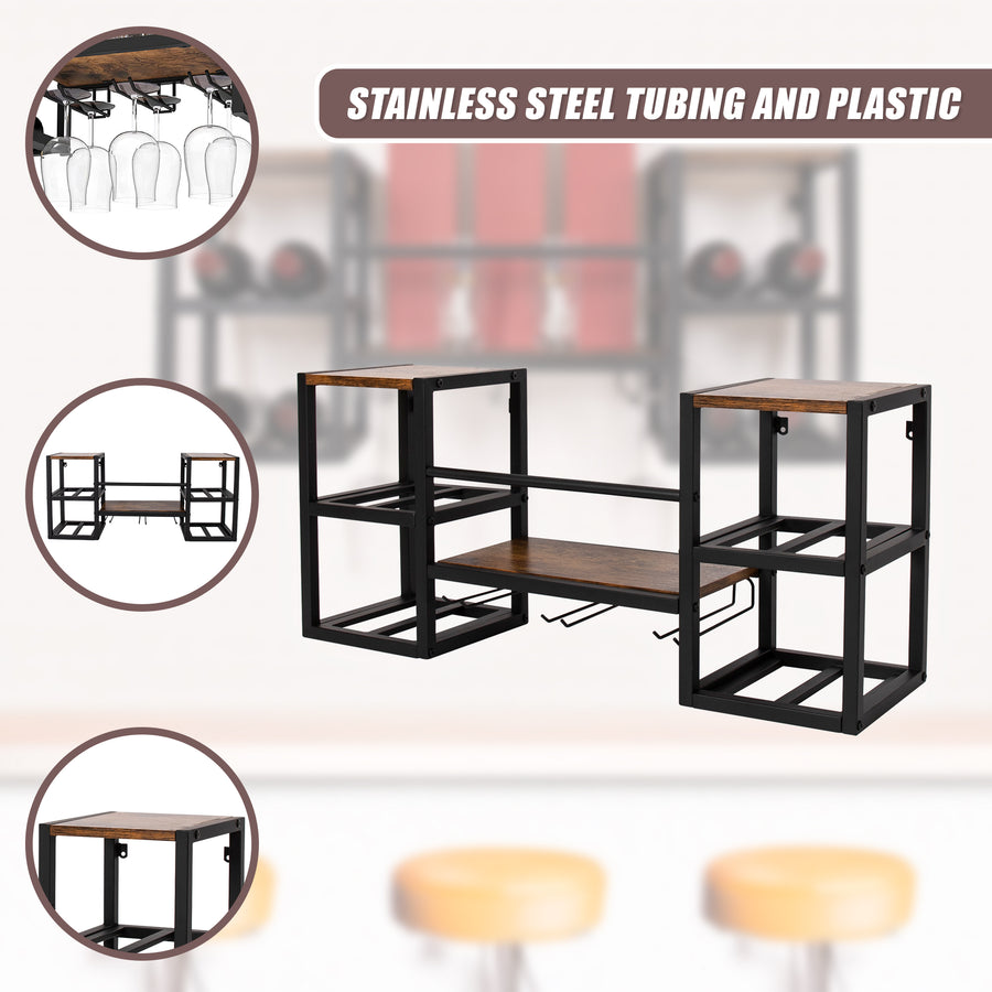 Wall Mounted Wine Rack 3 Stem Glass Holder Storage Organiser