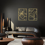 3 Piece Gold Flower Metal Wall Decor Abstract Floral Aesthetic Set of 3