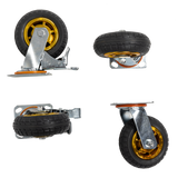 Castor Wheels 4 x 6" 150mm Swivel Silent Caster 2 Brakes 800KG