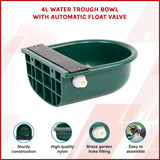 4L Water Trough Bowl with Automatic Float Valve - Front View