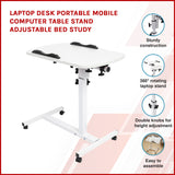 Laptop Desk Portable Mobile Computer Table Stand Adjustable Bed Study - Front View