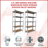2 x 1.8M Garage Shelving Warehouse Rack Storage Shelves Pallet Racking - Rear View