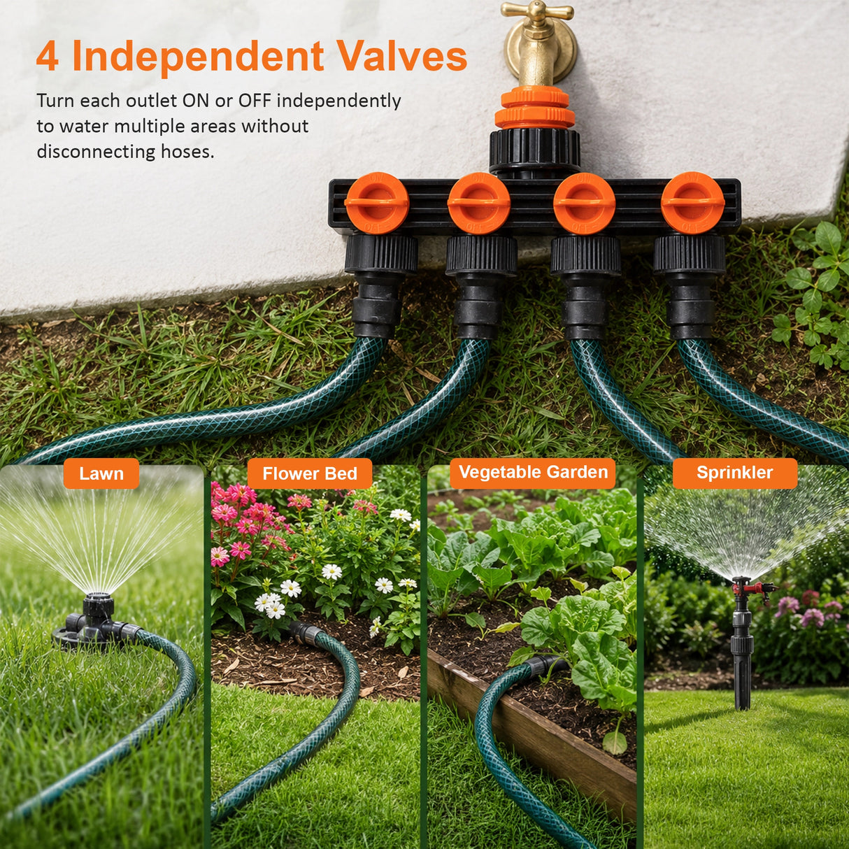 4 Way Hose Connector Tap Irrigation Garden Kit