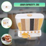 6 Grids Dispenser Storage Container Rice Cereal Beans Grain - 45-Degree Angle