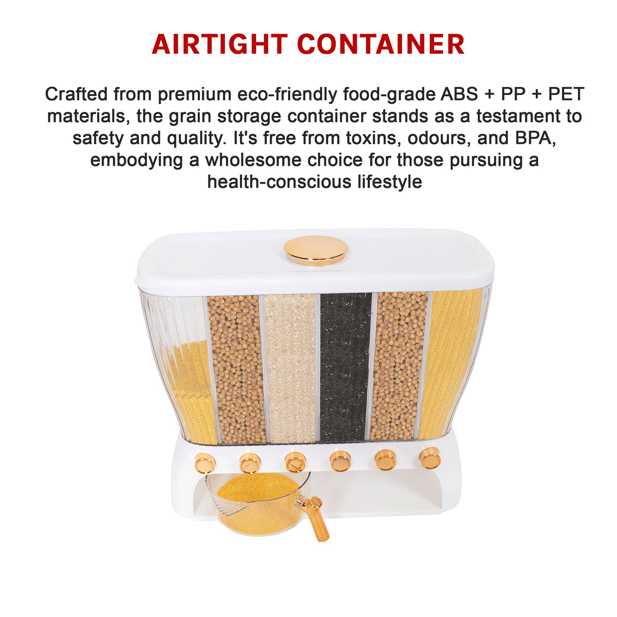 6 Grids Dispenser Storage Container Rice Cereal Beans Grain