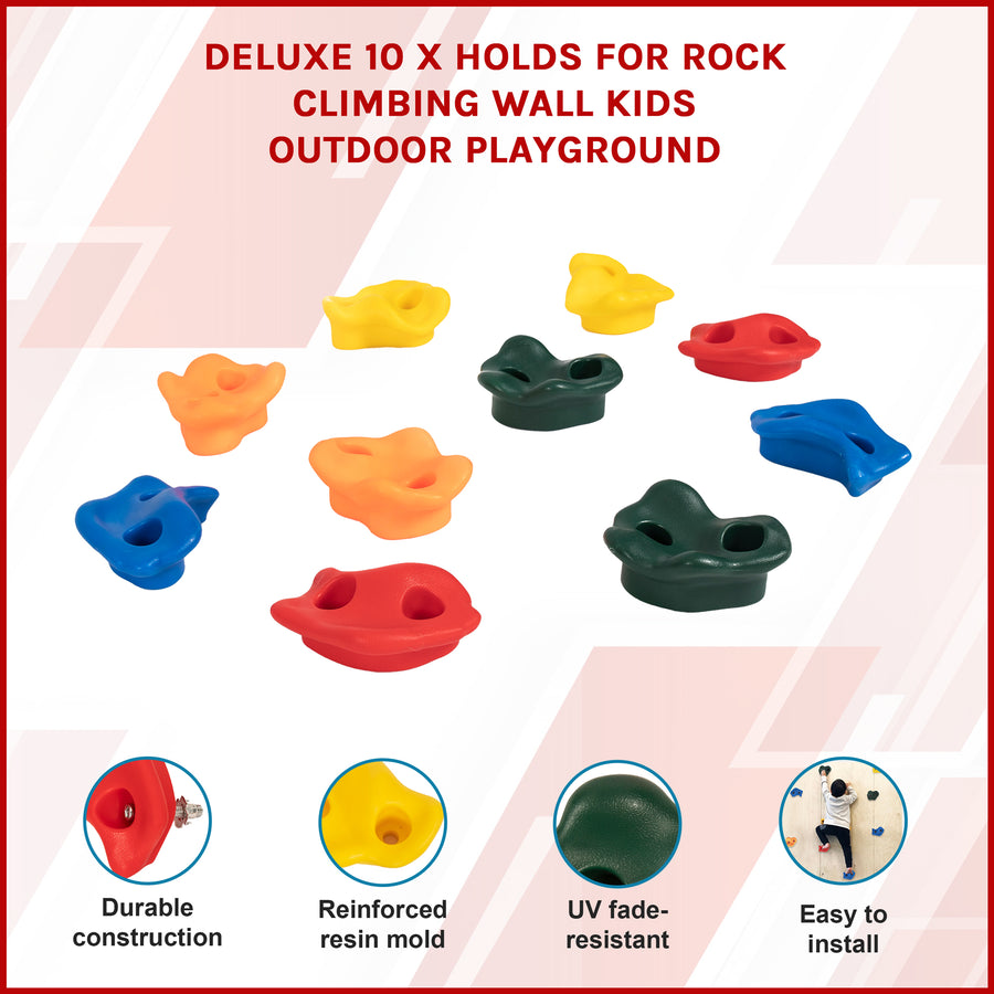 Deluxe 10 x Holds for Rock Climbing Wall Kids Outdoor Playground