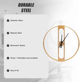Gold Clover Metal Wall Clock - Top-Down View