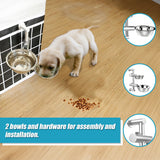 Wall Mounted Dog Bowl Adjustable Height Pet Feeder - Close-Up Angle