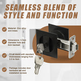 2x Contemporary Entry Square Pocket Door Hardware with Key - Front View