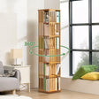 360 Rotating Bookshelf Bamboo Storage Display Rack Shelving in Wood