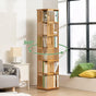360 Rotating Bookshelf Bamboo Storage Display Rack Shelving in Wood