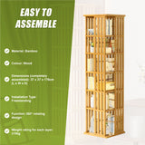 360 Rotating Bookshelf Bamboo Storage Display Rack Shelving in Wood - Side View