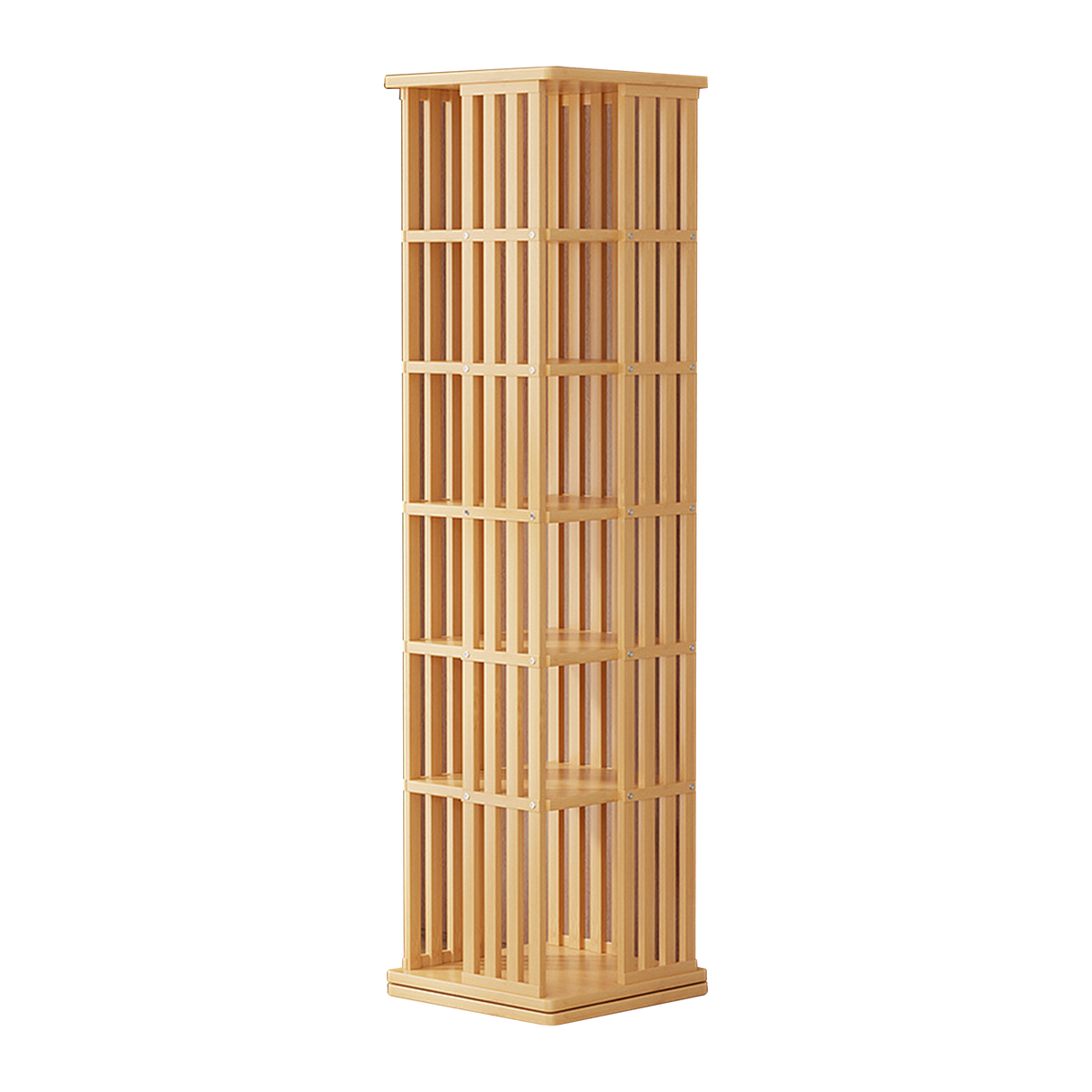 360 Rotating Bookshelf Bamboo Storage Display Rack Shelving in Wood