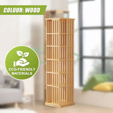 360 Rotating Bookshelf Bamboo Storage Display Rack Shelving in Wood - Close-Up Angle