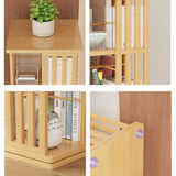 360 Rotating Bookshelf Bamboo Storage Display Rack Shelving in Wood - Low Angle