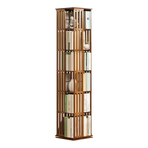 360 Rotating Bookshelf Bamboo Storage Display Rack Shelving in Dark Wood