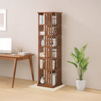 360 Rotating Bookshelf Bamboo Storage Display Rack Shelving in Dark Wood