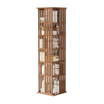 360 Rotating Bookshelf Bamboo Storage Display Rack Shelving in Dark Wood