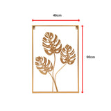 Metal Wall Picture with Leaves 40 x 60 cm Golden Decoration - Extra Image