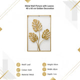 Metal Wall Picture with Leaves 40 x 60 cm Golden Decoration - Low Angle