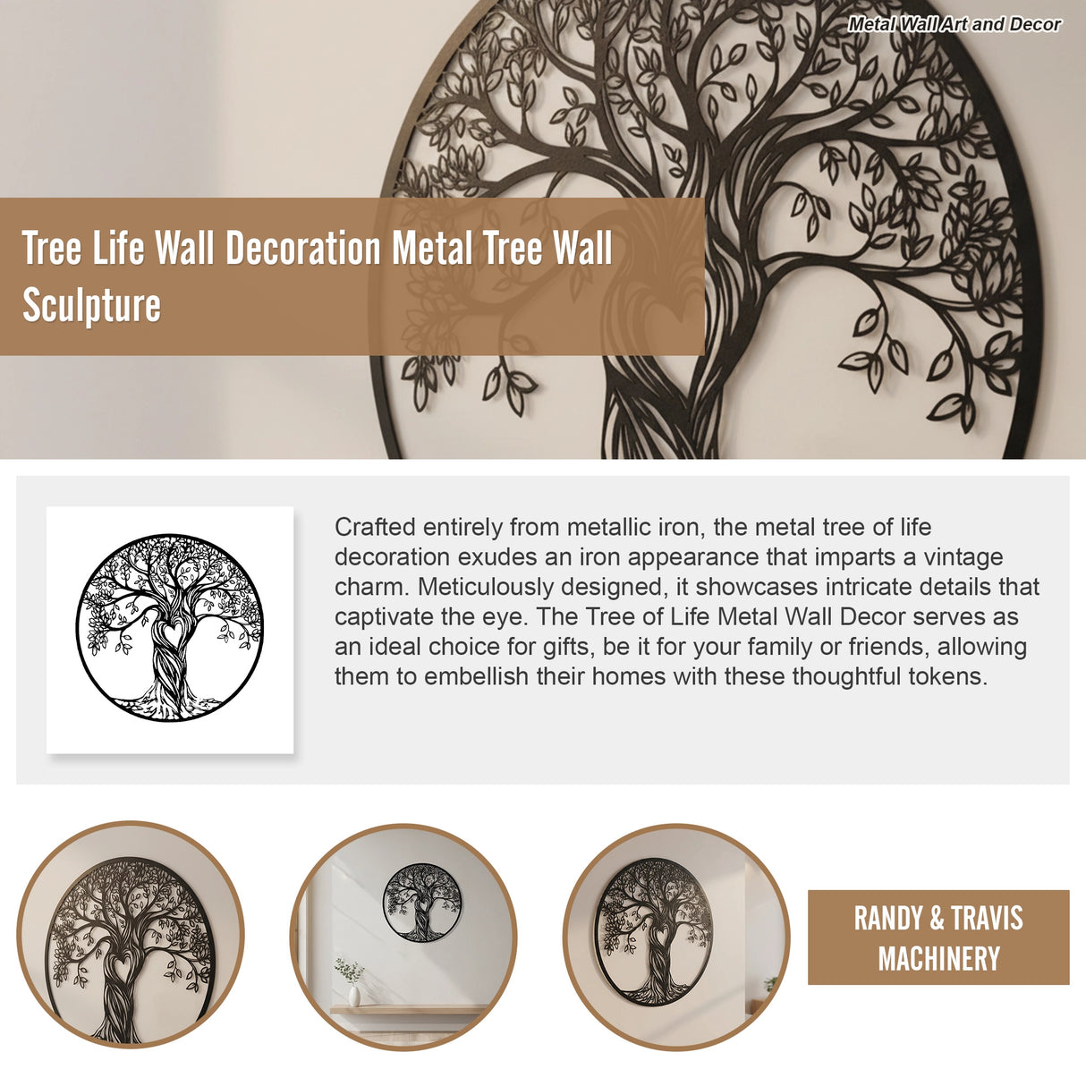 Tree Life Wall Decoration Metal Tree Wall Sculpture