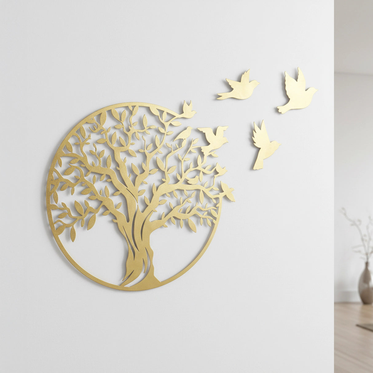 Metal Tree of Life Wall Art 7 Flying Birds Wall Sculpture