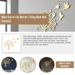 Metal Tree of Life Wall Art 7 Flying Birds Wall Sculpture