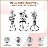 Metal Iron Flower Vase Wall Art Decoration - Side View