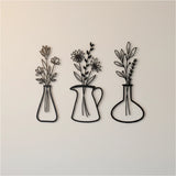 Metal Iron Flower Vase Wall Art Decoration