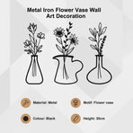 Metal Iron Flower Vase Wall Art Decoration