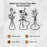 Metal Iron Flower Vase Wall Art Decoration - Rear View