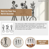 Metal Iron Flower Vase Wall Art Decoration - Close-Up Angle