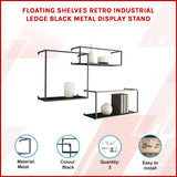 Floating Shelves Retro Industrial Ledge Black Metal Display Stand - Rear View