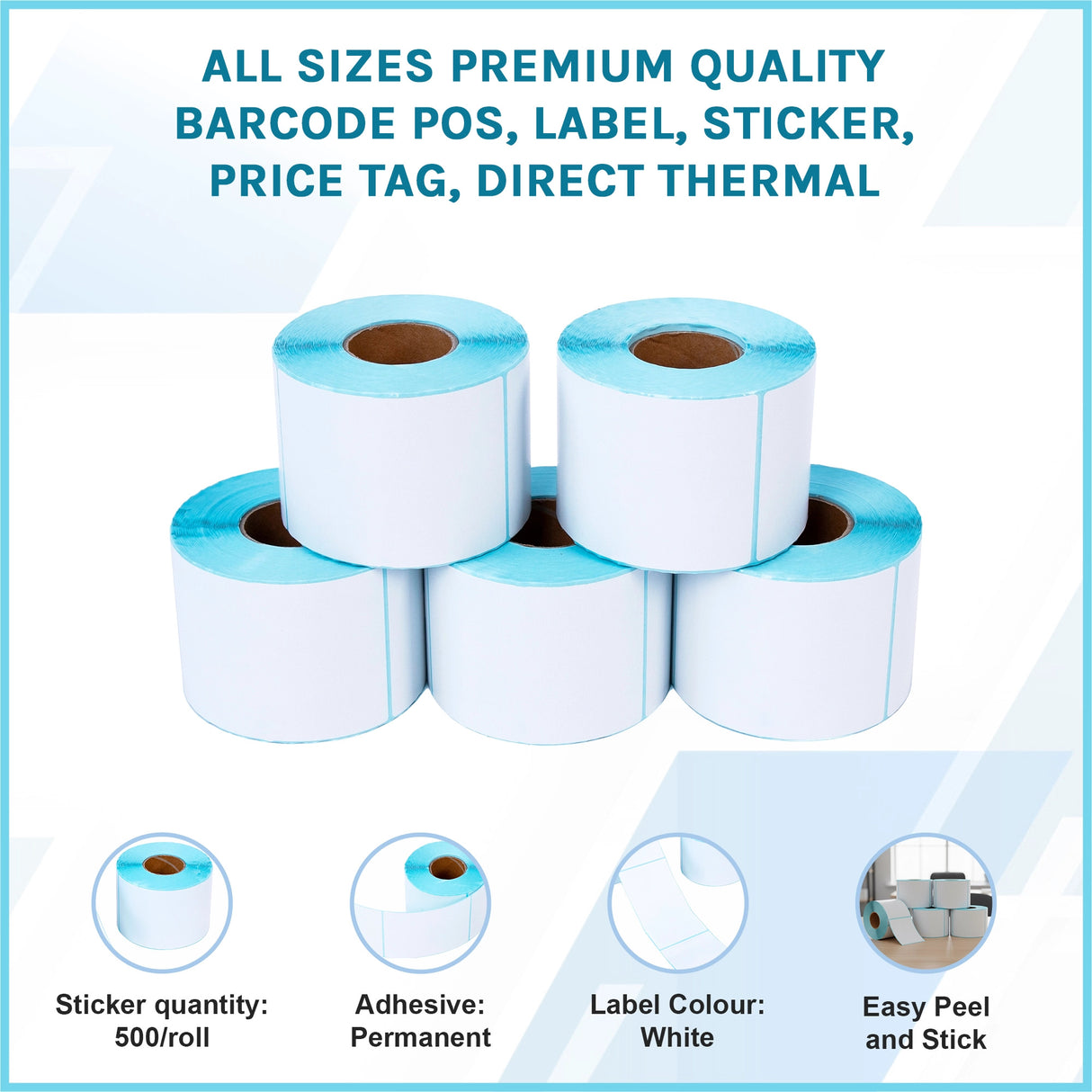 All Sizes Premium Quality Barcode POS, Label, Sticker, Price tag, Direct Thermal