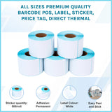 All Sizes Premium Quality Barcode POS, Label, Sticker, Price tag, Direct Thermal - Side View
