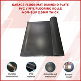 Garage Floor Mat Diamond Plate PVC Vinyl Flooring Rolls Non-Slip 2.5mm Thick - Side View