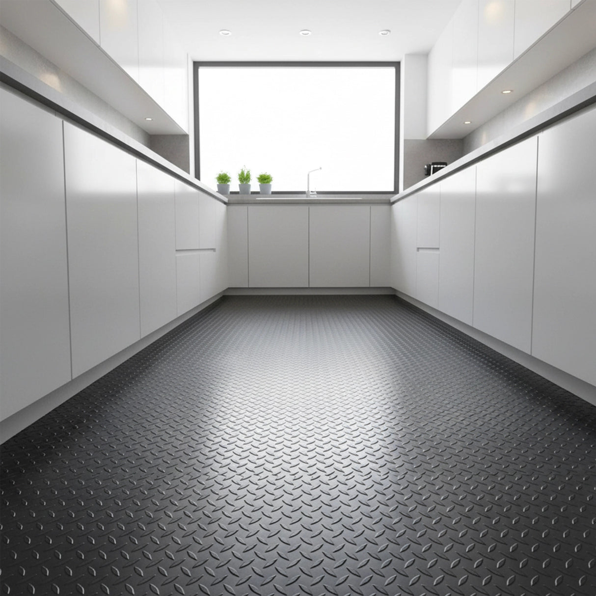 Garage Floor Mat Diamond Plate PVC Vinyl Flooring Rolls Non-Slip 2.5mm Thick