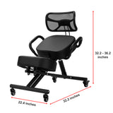 Ergonomic Kneeling Posture Chair with Backrest Adjustable Height and Casters - Extra Image