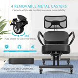 Ergonomic Kneeling Posture Chair with Backrest Adjustable Height and Casters - Rear View