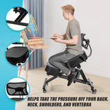 Ergonomic Kneeling Posture Chair with Backrest Adjustable Height and Casters - Low Angle